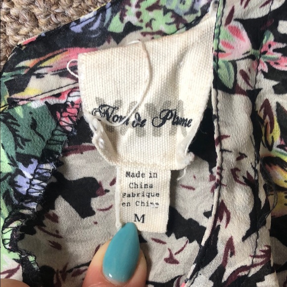 Floral button front lace up back dress sheer top - Picture 5 of 6